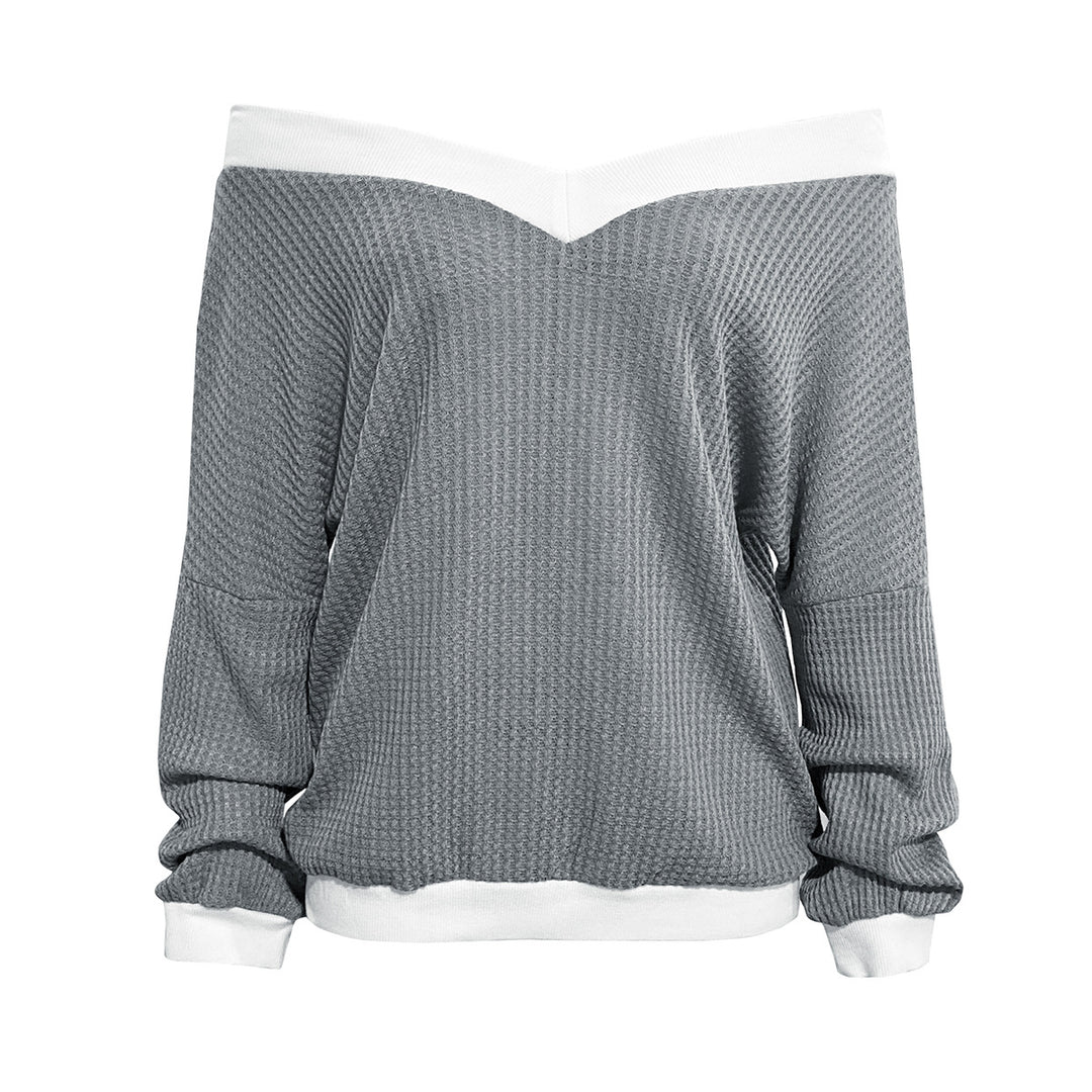 Damen Off-Shoulder Pullover im modernen Waffelstrick EB