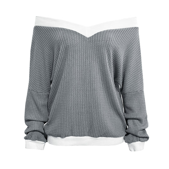 Damen Off-Shoulder Pullover im modernen Waffelstrick EB