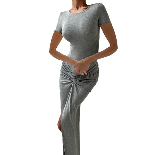 Damen Maxi Kleid mit elegantem Wickeldesign und stilvollen Raffungselementen EB