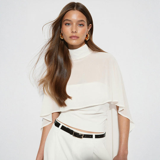 Damen elegantes Top mit transparenten Flügel-Ärmeln EB