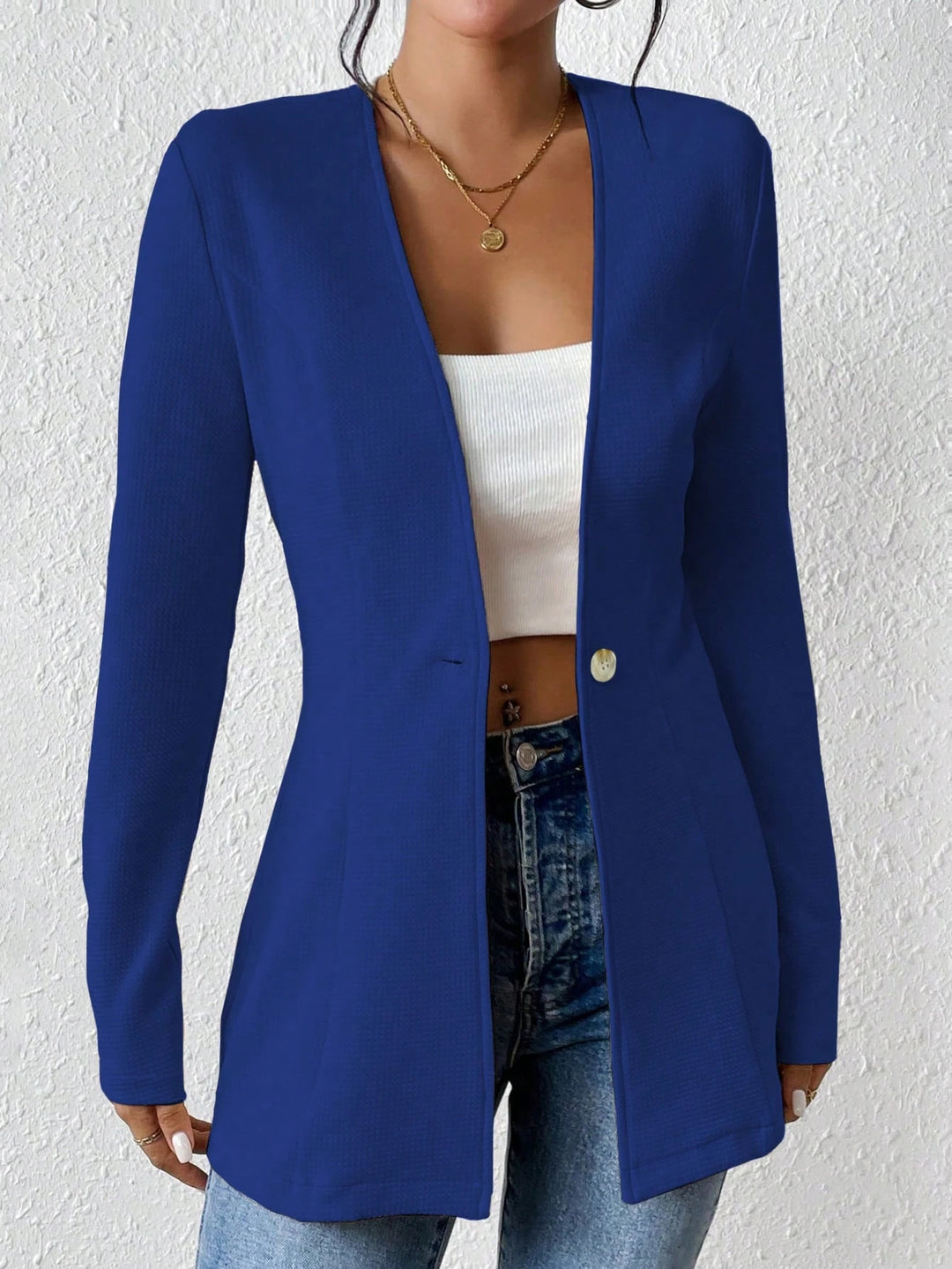 Damen elegante Blazerjacke mit asymmetrischem Schnitt EB