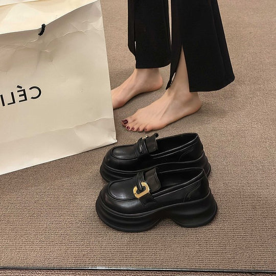 Damen modische Loafers mit dekorativer Schnalle und voluminöser Sohle EB