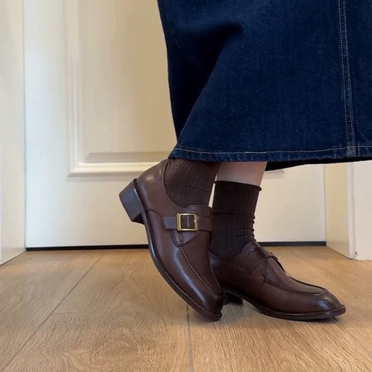 Damen elegante Mokassins mit Schnallenverzierung EB