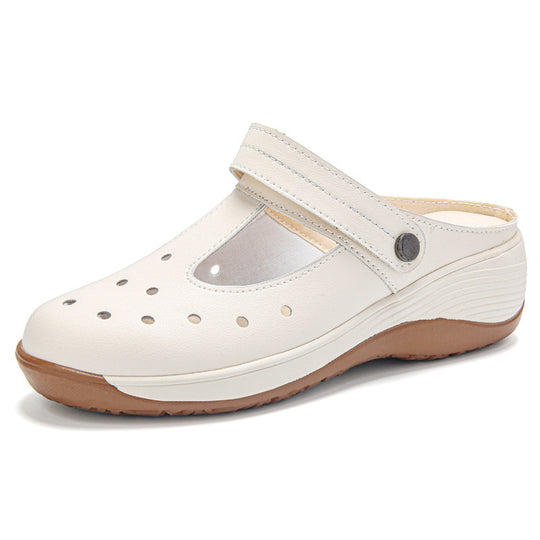 Damen Komfortable Clogs mit atmungsaktiven Ausschnitten und verstellbarem Riemen EB