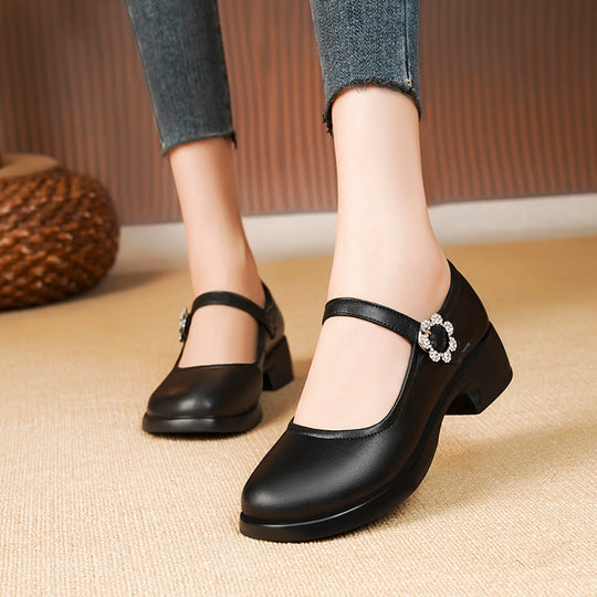 Damen Elegante Mary Jane Schuhe mit dekorativem Schmuckdetail EB
