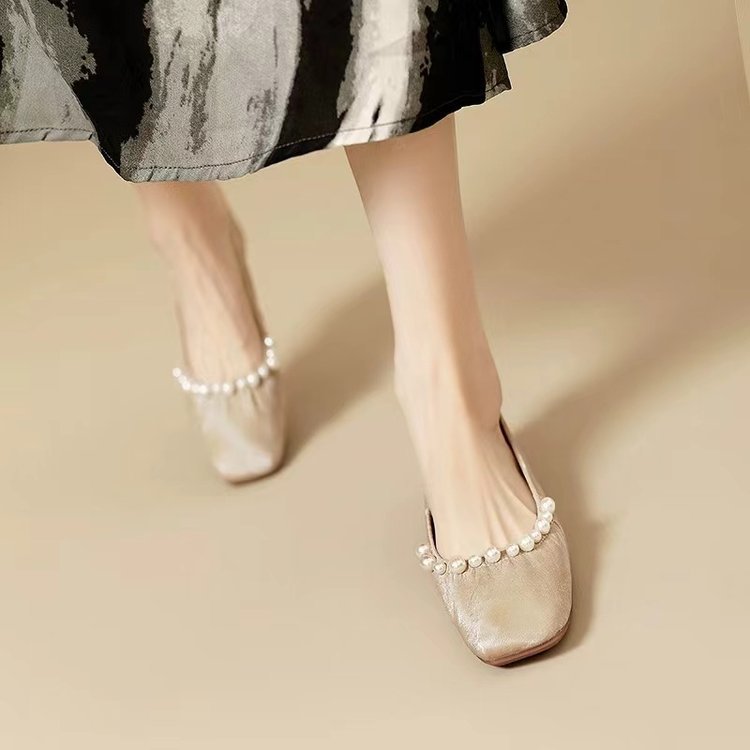 Damen elegante Ballerinas mit perlverziertem Design und komfortablem Fußbett EB