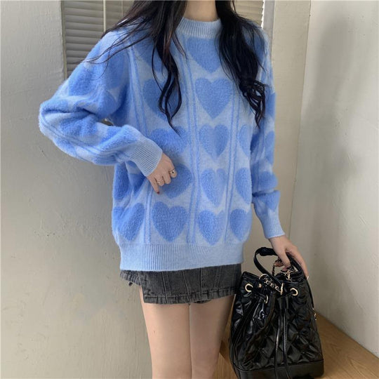 Damen kuscheliger Pullover mit abwechslungsreichem Muster und lässigem Schnitt EB