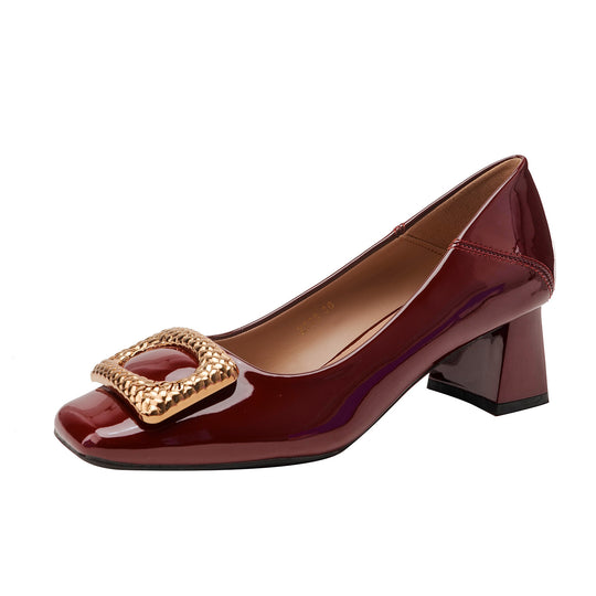Damen elegante Lackpumps mit dekorativer Schnalle EB