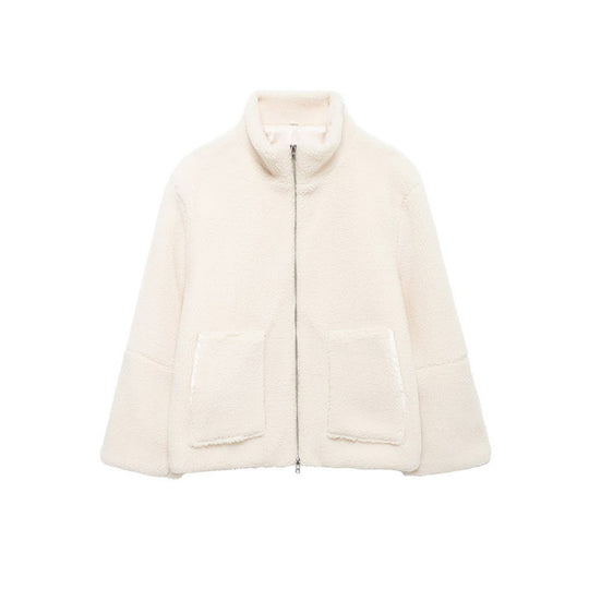 Damen Fleecejacke mit hochschließendem Kragen und Taschen EB