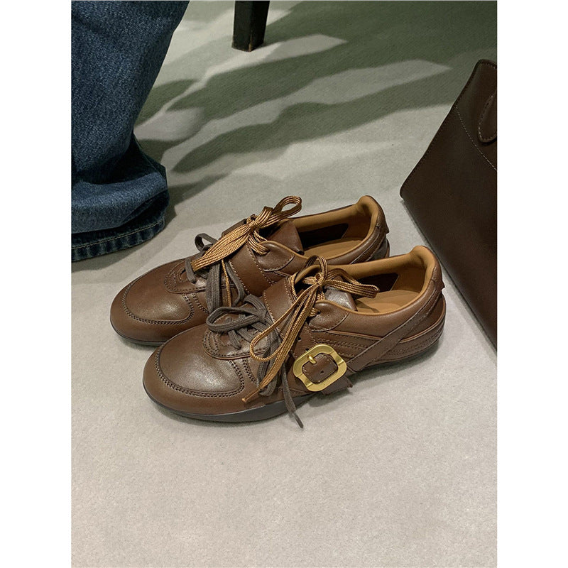 Damen elegante Schnürschuhe mit modischer Schnalle EB