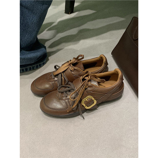 Damen elegante Schnürschuhe mit modischer Schnalle EB