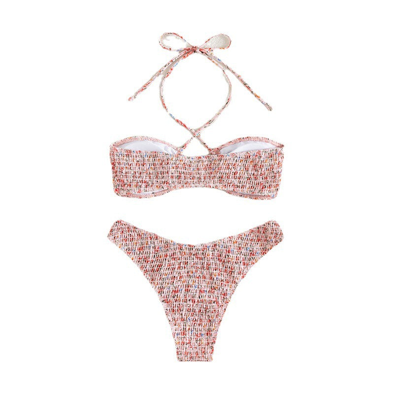 Damen Bandeau-Bikini mit modischem Wickeldesign und raffinierten Rückenschnüren EB