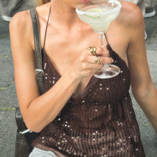 Damen glamouröses Top mit Paillettenverzierung EB