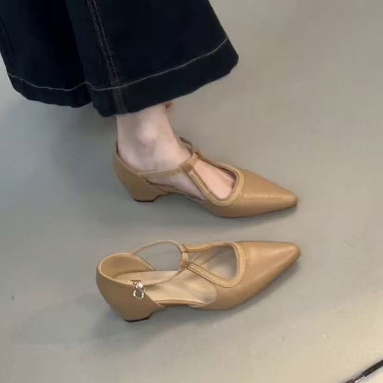 Damen elegante spitze Mary Jane Schuhe mit Riemen EB