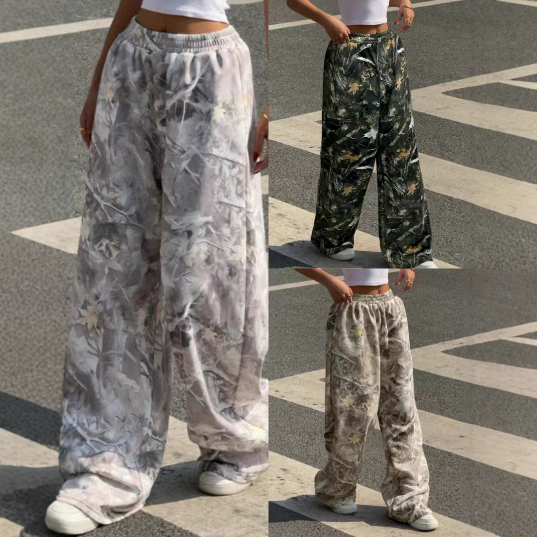 Damen nan weite Palazzo-Hose mit floralem Alloverprint und elastischem Bund EB