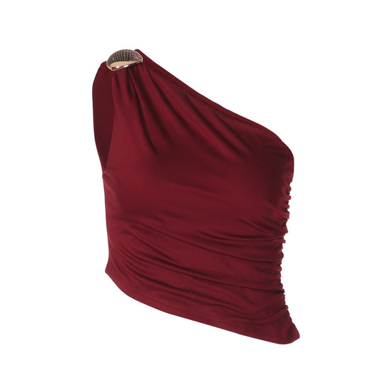 Damen Asymmetrisches Top mit Raffungen und dekorativem Schulterdetail EB