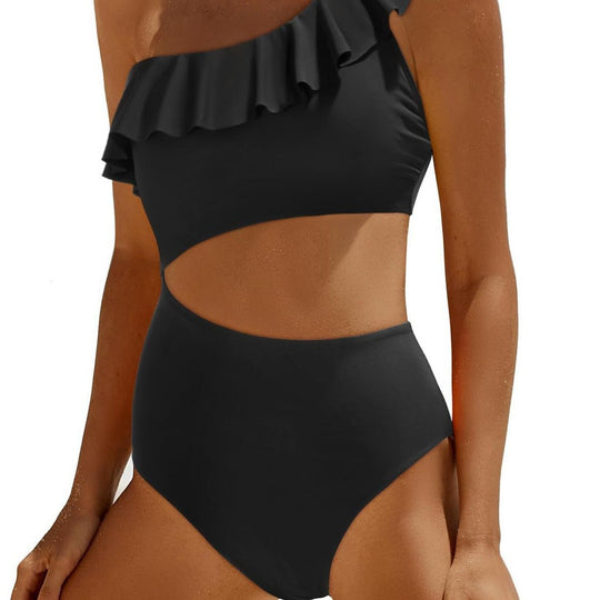 Damen Eleganter Einseitiger Badeanzug mit Volant EB