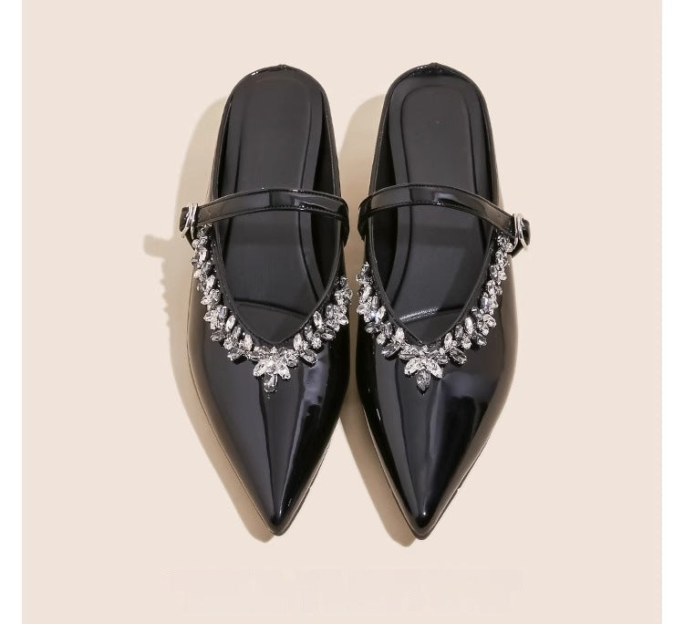Damen elegante Slingback-Schuhe mit Kristallverzierungen EB