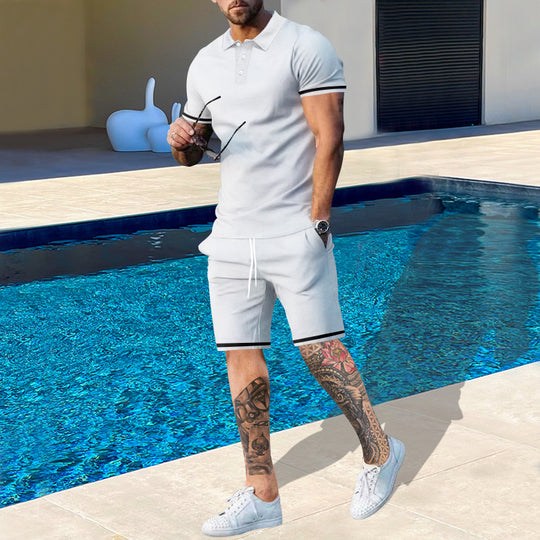 Herren Poloshirt und Shorts-Set mit sportlichen Akzenten EB