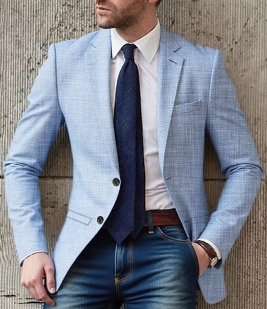 Herren eleganter und strukturierter Blazer mit modischen Details EB