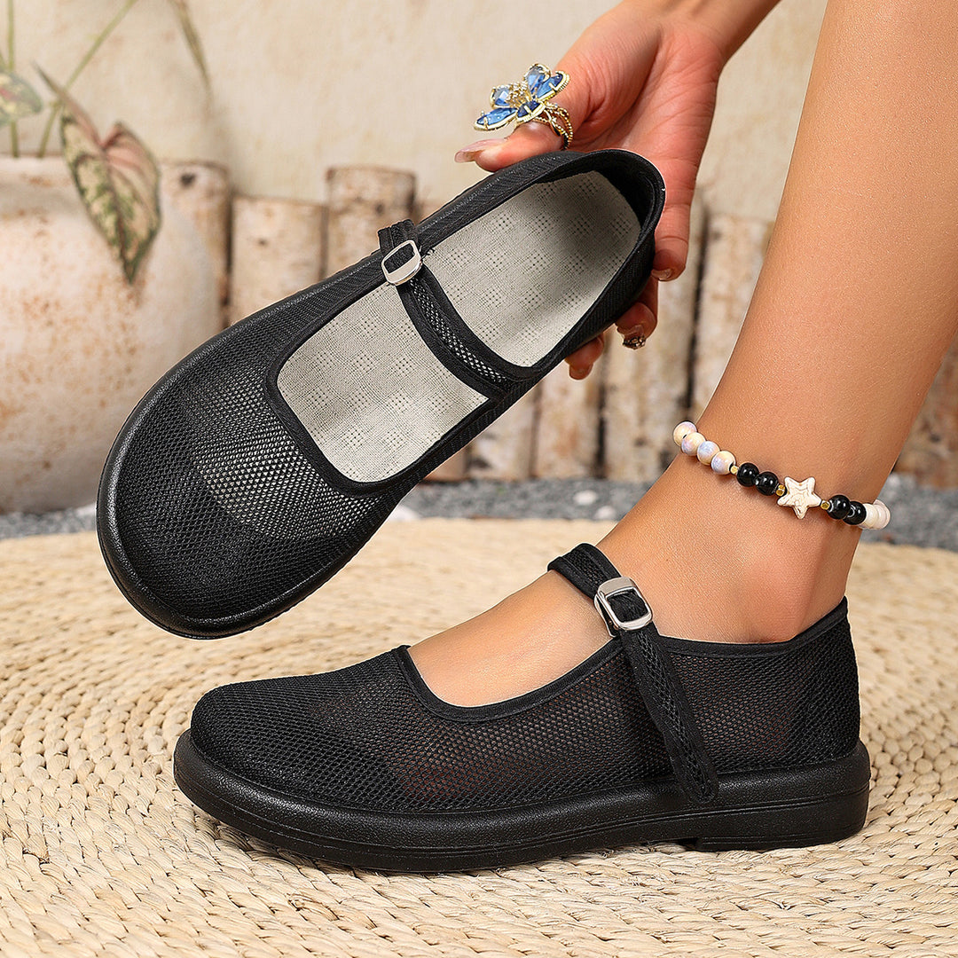 Damen Mesh-Ballerinas mit verstellbarem Riemen EB