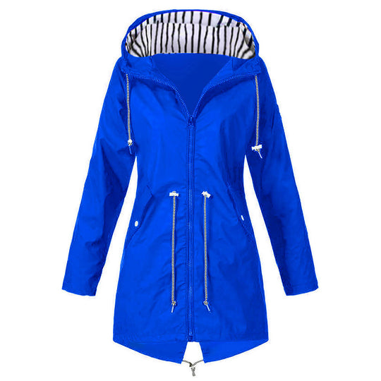 Damen wasserabweisende Freizeitjacke mit verstellbarem Kapuzenkragen und funktionalen Taschen EB