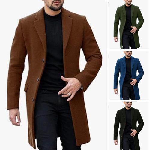 Herren eleganter Wollmantel mit modernem Schnitt und praktischen Taschen EB