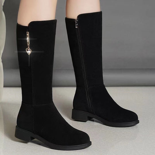 Damen Hochwertige Stiefel mit seitlichem Reißverschluss und modischem Detail EB
