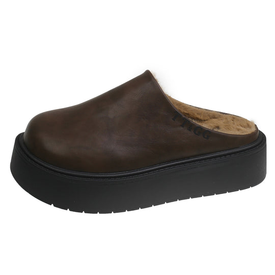 Damen gemütliche Fleece-Clogs mit rutschfester Sohle sowie weichem Kunstfell-Innenfutter EB