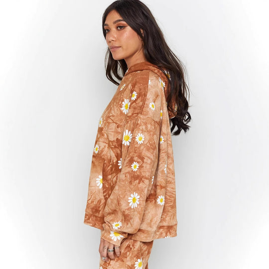 Damen Kapuzenpullover mit floralem Muster EB