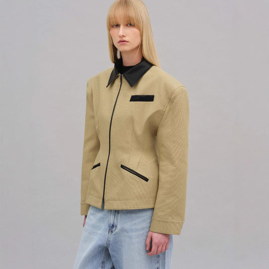 Damen modische Kurzjacke mit kontrastierendem Kragen EB
