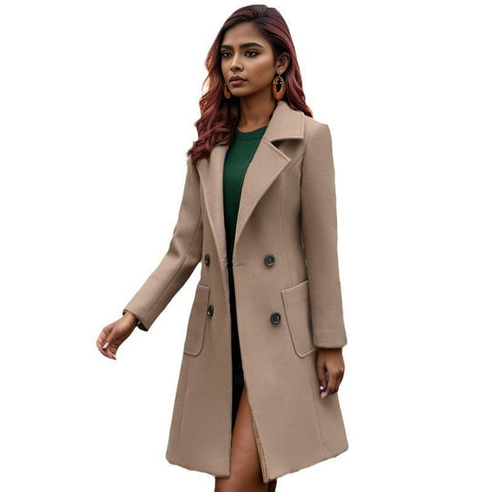 Damen Eleganter doppelreihiger Übergangsmantel EB