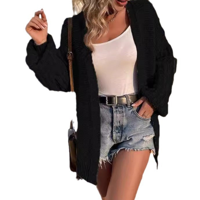 Damen Strickjacke mit voluminösen Ärmeln und lässiger Passform EB