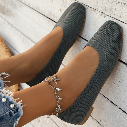 Damen Stylish und bequeme Ballerinas mit elastischem Obermaterial EB