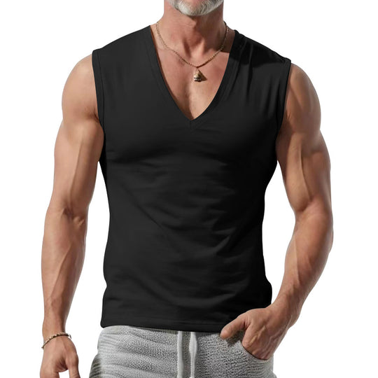 Herren nan figurbetontes ärmelloses V-Ausschnitt Muskelshirt EB