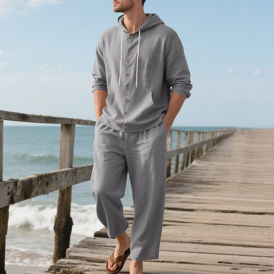 Herren lässiges Kapuzenshirt und bequeme Freizeithose im Set EB