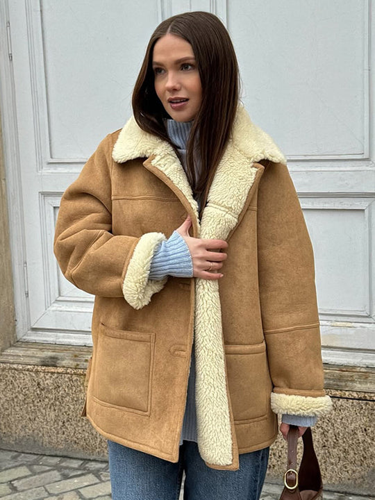 Damen Oversized Kunstfelljacke im lässigen Schnitt EB