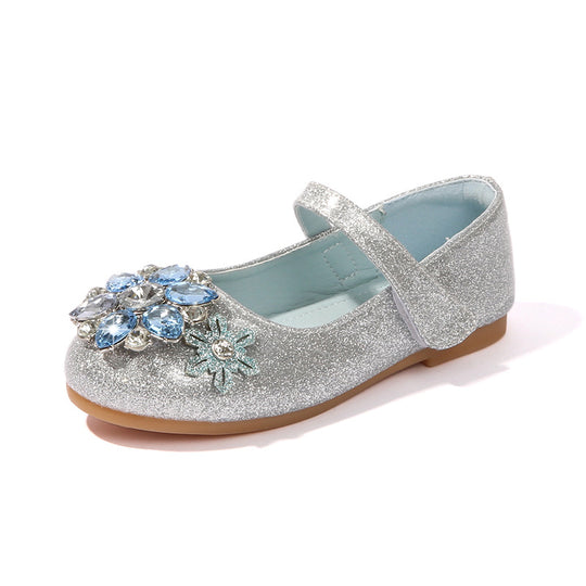 Damen Ballerinas mit glitzernden Blumenapplikationen EB