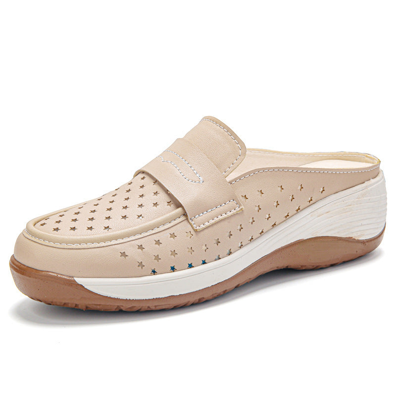 Damen Komfortable Clogs mit atmungsaktiver Lederoberfläche EB
