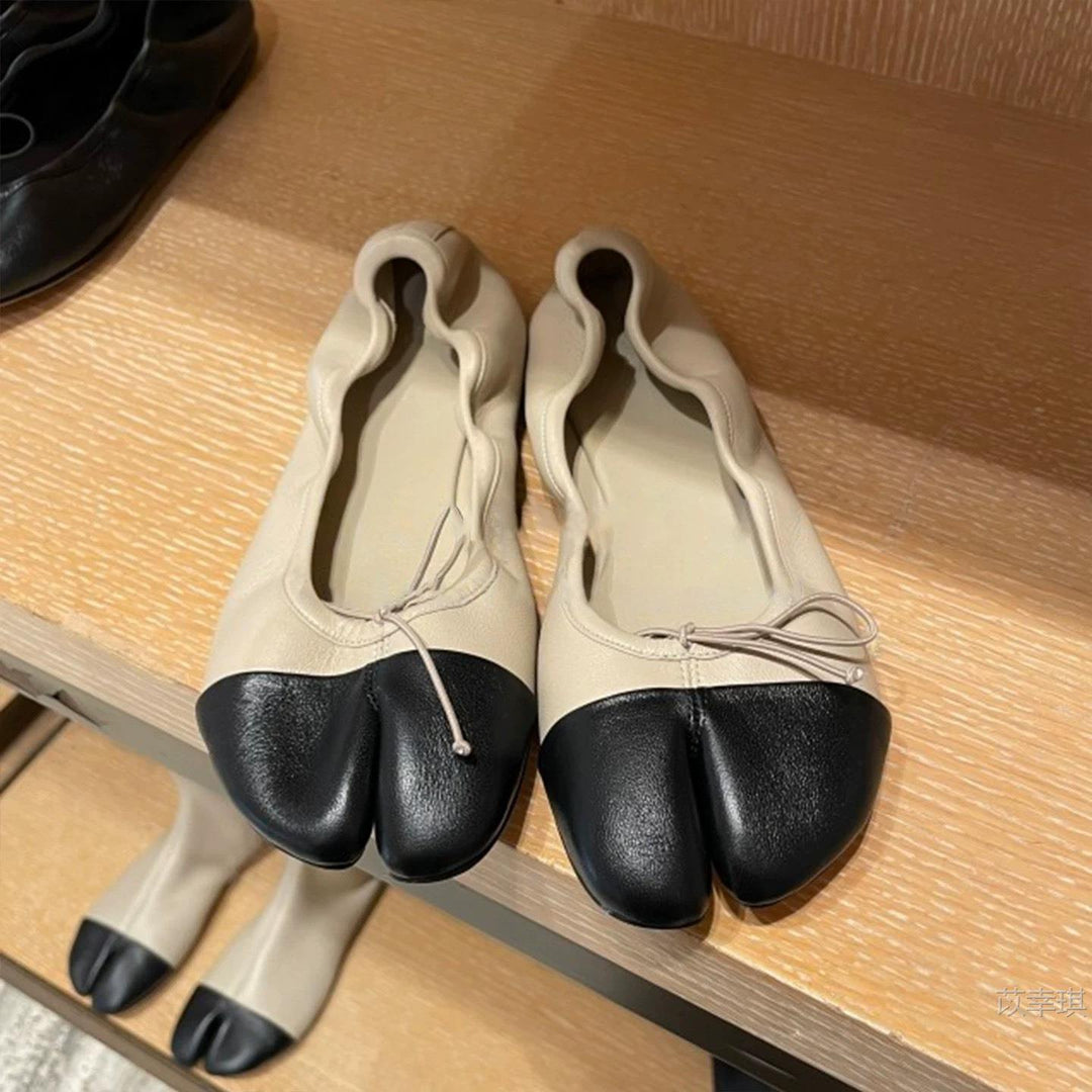 Damen Ballerinas mit abgerundetem Zehenbereich und schnürbarem Detail EB