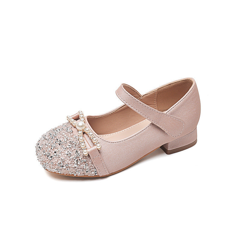 Mädchen Ballerinas mit Perlenschmuck und Glitzer EB