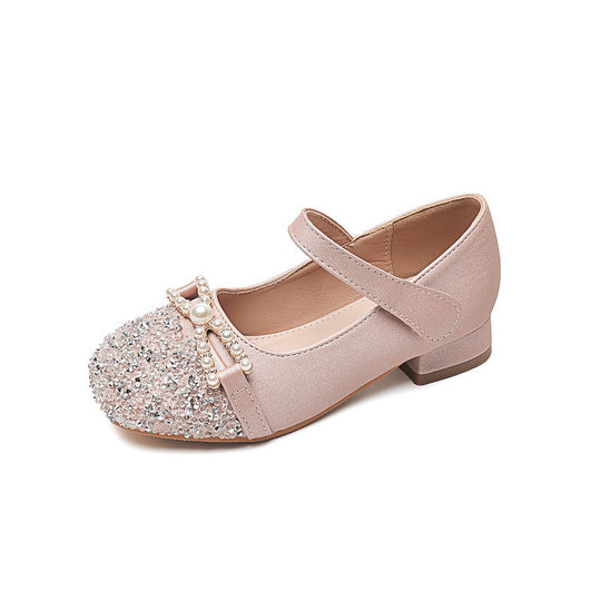 Mädchen Ballerinas mit Perlenschmuck und Glitzer EB