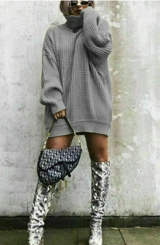 Damen Oversized Strickpullover im modernen Waffelmuster EB