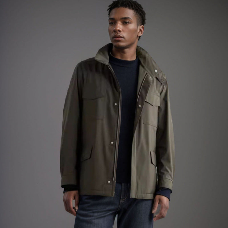 Herren modische Trekkingjacke aus wasserabweisendem Material mit praktischen Taschen EB