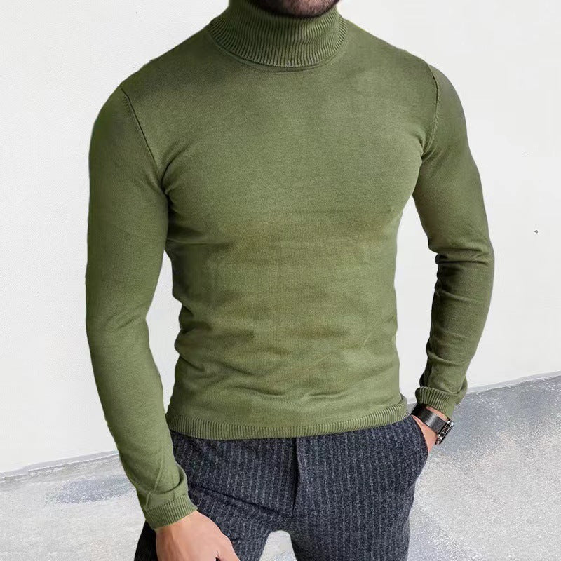 Herren nan Slim-Fit Rollkragenpullover aus Feinstrick mit geripptem Stehkragen und elastischem Bund EB