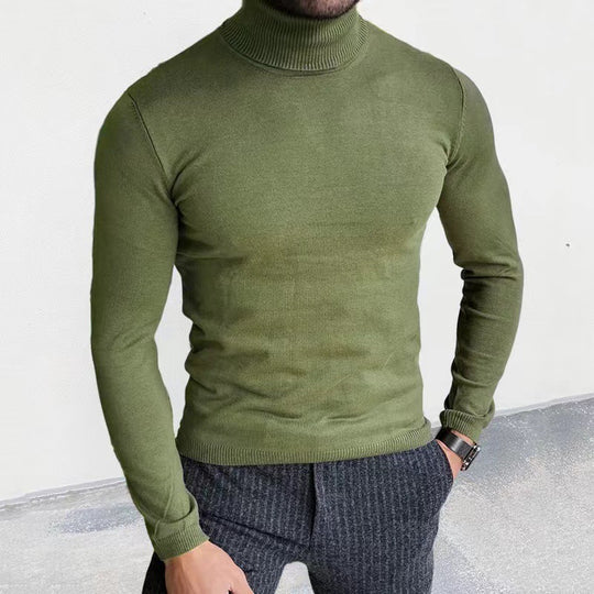 Herren nan Slim-Fit Rollkragenpullover aus Feinstrick mit geripptem Stehkragen und elastischem Bund EB