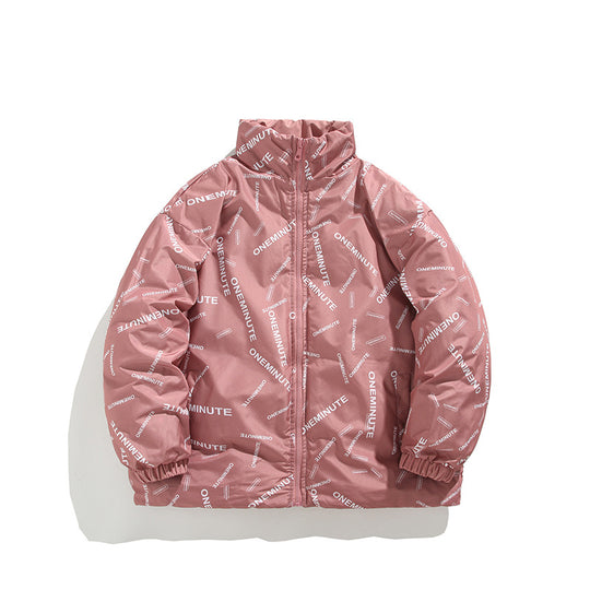 Herren Modische Steppjacke mit hohem Kragen und einzigartigem Schriftzug EB
