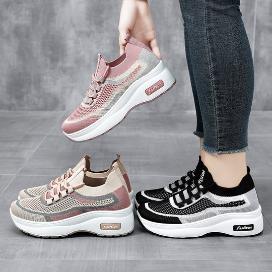 Damen Sportliche Sneakers mit atmungsaktiver Strick-Oberfläche und flexibler Sohle EB