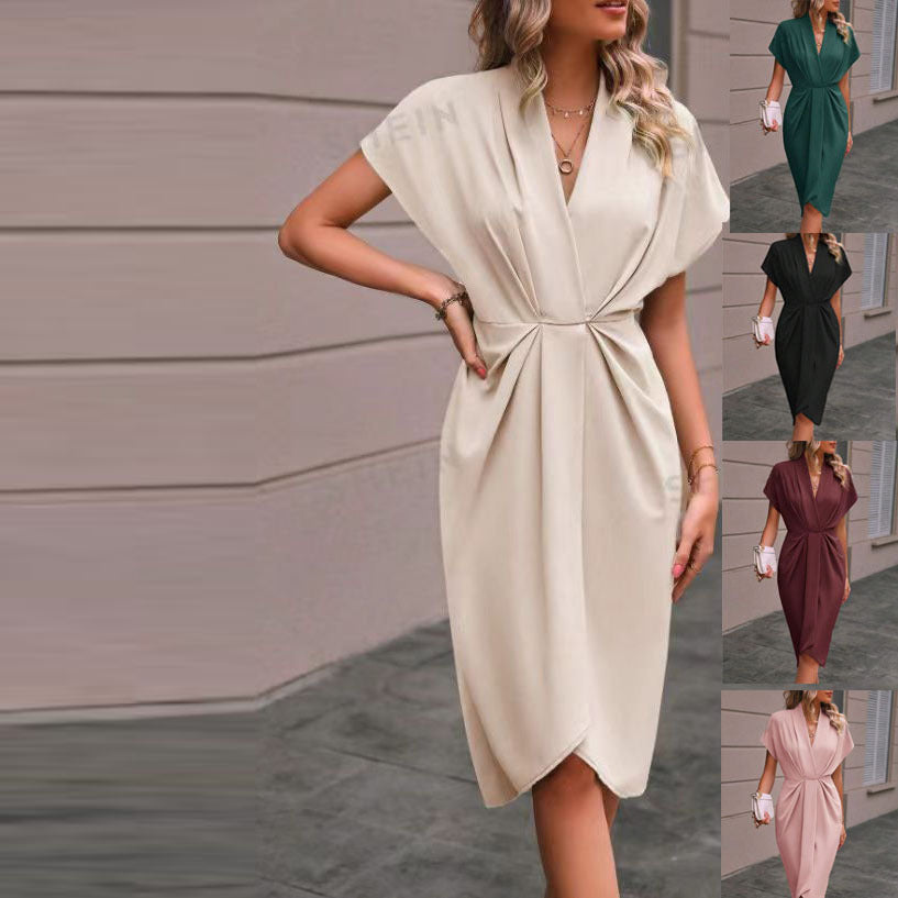 Damen Wickelkleid mit elegantem Drapierungsdesign EB