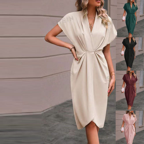 Damen Wickelkleid mit elegantem Drapierungsdesign EB